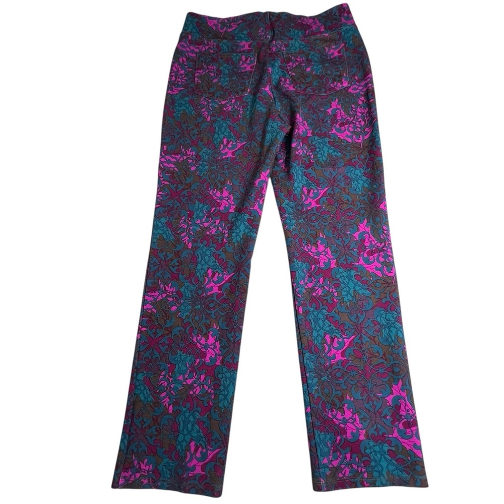 Soft Surroundings Womens Large Multicolor Floral Pull On Straight Leg Ponte Pant - Picture 3 of 9